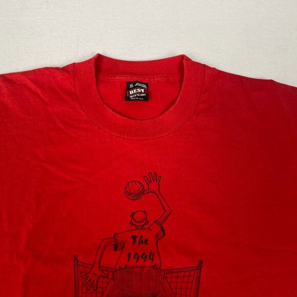 Vintage 90s Made in USA Single Stitch 1994 Youth Olymporama Volleyball Red Tee - Picture 5 of 10